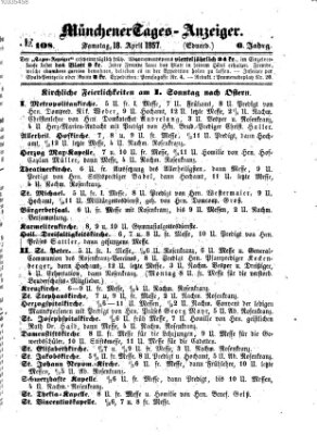 Münchener Tages-Anzeiger Samstag 18. April 1857