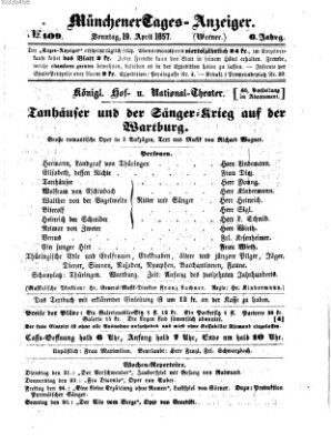 Münchener Tages-Anzeiger Sonntag 19. April 1857