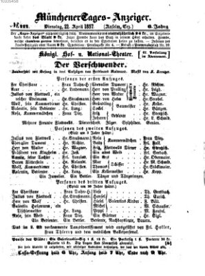 Münchener Tages-Anzeiger Dienstag 21. April 1857