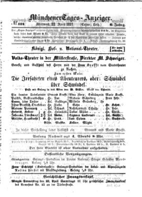 Münchener Tages-Anzeiger Mittwoch 22. April 1857