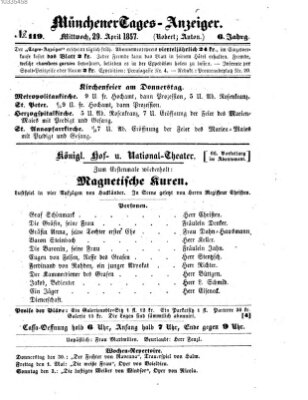 Münchener Tages-Anzeiger Mittwoch 29. April 1857