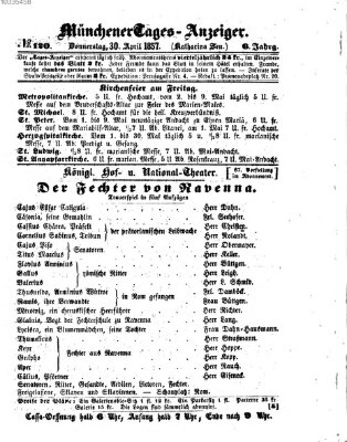 Münchener Tages-Anzeiger Donnerstag 30. April 1857