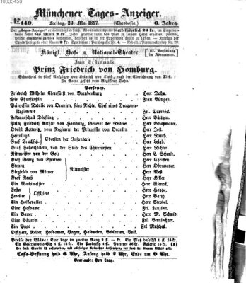 Münchener Tages-Anzeiger Freitag 29. Mai 1857