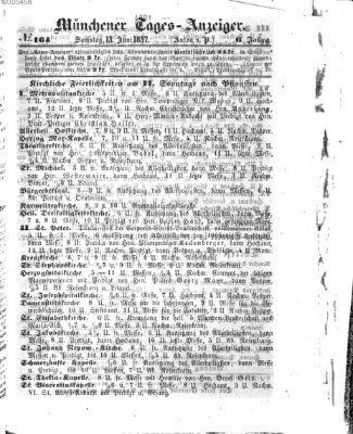 Münchener Tages-Anzeiger Samstag 13. Juni 1857