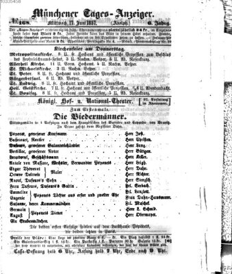 Münchener Tages-Anzeiger Mittwoch 17. Juni 1857