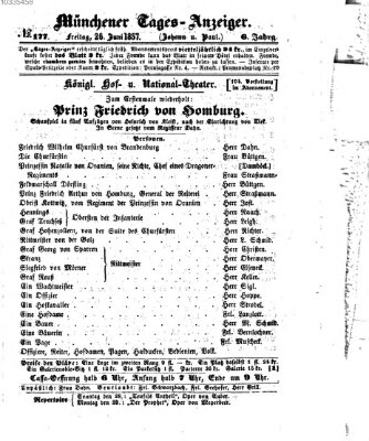 Münchener Tages-Anzeiger Freitag 26. Juni 1857