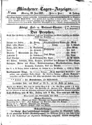 Münchener Tages-Anzeiger Montag 29. Juni 1857