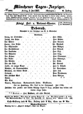 Münchener Tages-Anzeiger Freitag 3. Juli 1857