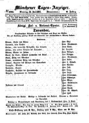 Münchener Tages-Anzeiger Dienstag 14. Juli 1857