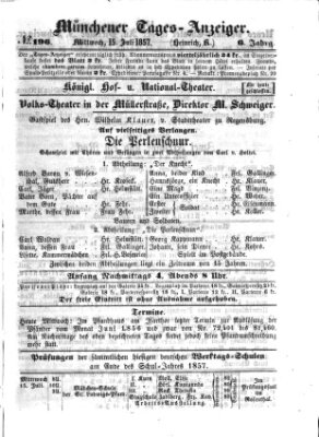 Münchener Tages-Anzeiger Mittwoch 15. Juli 1857