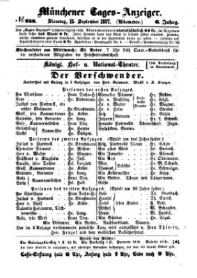 Münchener Tages-Anzeiger Dienstag 15. September 1857