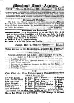 Münchener Tages-Anzeiger Mittwoch 30. September 1857