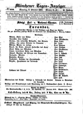 Münchener Tages-Anzeiger Dienstag 6. Oktober 1857