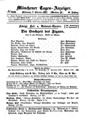 Münchener Tages-Anzeiger Mittwoch 7. Oktober 1857