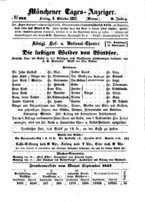 Münchener Tages-Anzeiger Freitag 9. Oktober 1857