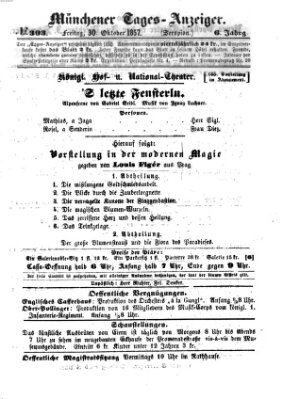 Münchener Tages-Anzeiger Freitag 30. Oktober 1857