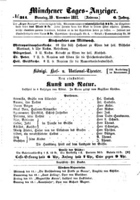 Münchener Tages-Anzeiger Dienstag 10. November 1857