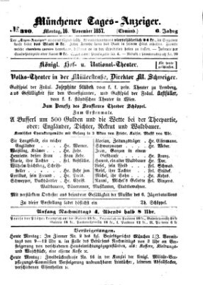 Münchener Tages-Anzeiger Montag 16. November 1857