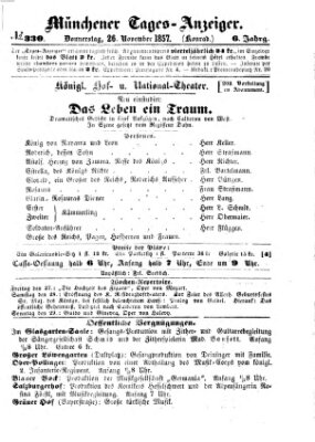 Münchener Tages-Anzeiger Donnerstag 26. November 1857