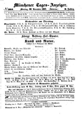 Münchener Tages-Anzeiger Montag 30. November 1857