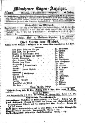 Münchener Tages-Anzeiger Dienstag 1. Dezember 1857