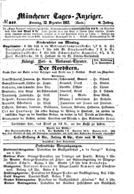 Münchener Tages-Anzeiger Sonntag 13. Dezember 1857