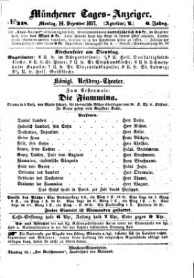 Münchener Tages-Anzeiger Montag 14. Dezember 1857