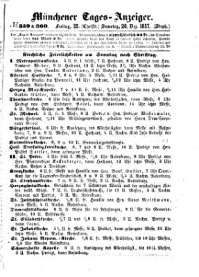 Münchener Tages-Anzeiger Samstag 26. Dezember 1857