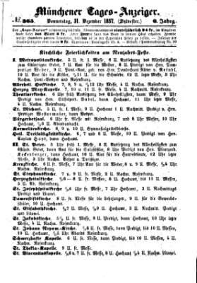 Münchener Tages-Anzeiger Donnerstag 31. Dezember 1857