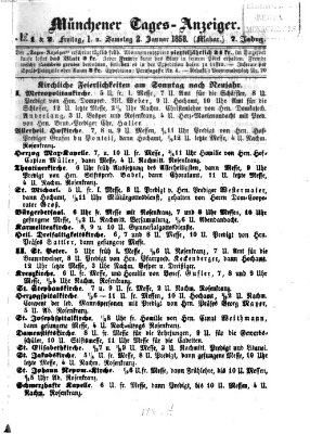 Münchener Tages-Anzeiger Samstag 2. Januar 1858