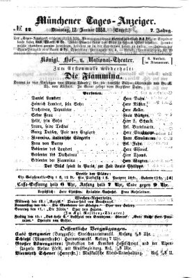 Münchener Tages-Anzeiger Dienstag 12. Januar 1858