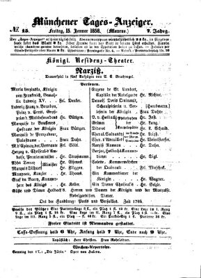 Münchener Tages-Anzeiger Freitag 15. Januar 1858