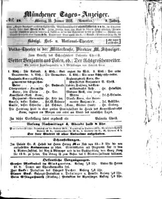 Münchener Tages-Anzeiger Montag 18. Januar 1858