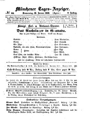 Münchener Tages-Anzeiger Donnerstag 21. Januar 1858