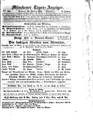 Münchener Tages-Anzeiger Sonntag 14. Februar 1858