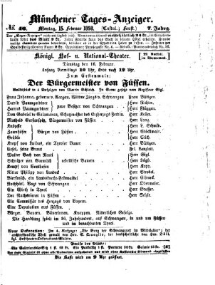 Münchener Tages-Anzeiger Montag 15. Februar 1858