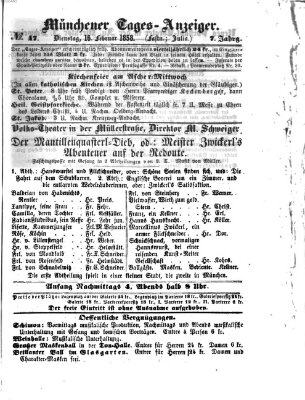 Münchener Tages-Anzeiger Dienstag 16. Februar 1858