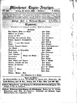 Münchener Tages-Anzeiger Freitag 19. Februar 1858