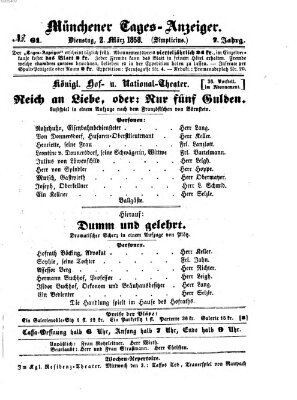 Münchener Tages-Anzeiger Dienstag 2. März 1858