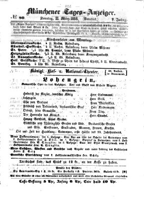 Münchener Tages-Anzeiger Sonntag 21. März 1858