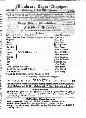 Münchener Tages-Anzeiger Donnerstag 8. April 1858