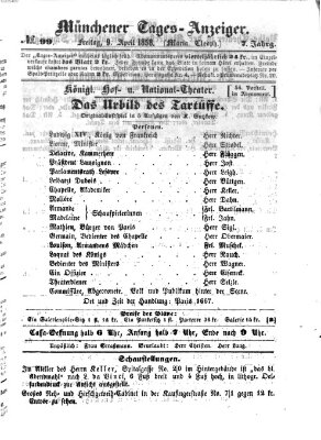 Münchener Tages-Anzeiger Freitag 9. April 1858