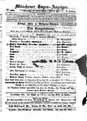 Münchener Tages-Anzeiger Sonntag 11. April 1858