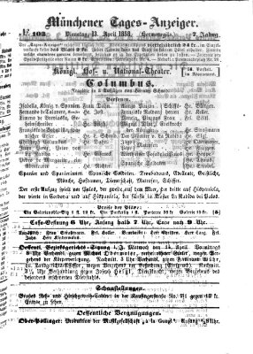 Münchener Tages-Anzeiger Dienstag 13. April 1858