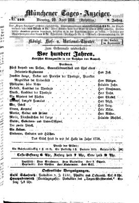 Münchener Tages-Anzeiger Dienstag 20. April 1858