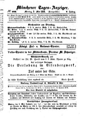 Münchener Tages-Anzeiger Montag 3. Mai 1858