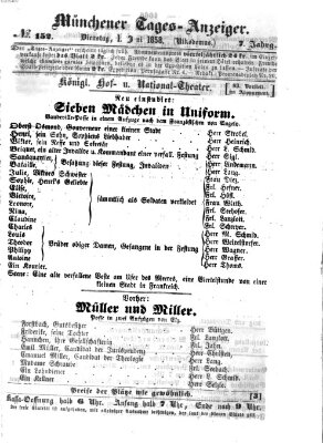 Münchener Tages-Anzeiger Dienstag 1. Juni 1858