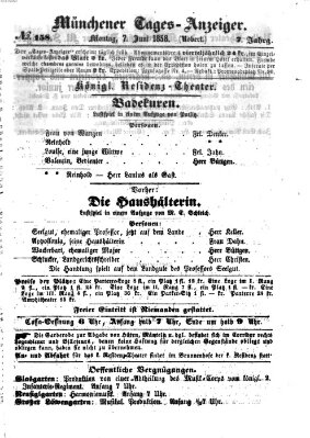 Münchener Tages-Anzeiger Montag 7. Juni 1858