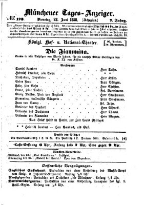 Münchener Tages-Anzeiger Dienstag 22. Juni 1858