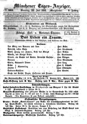 Münchener Tages-Anzeiger Dienstag 20. Juli 1858